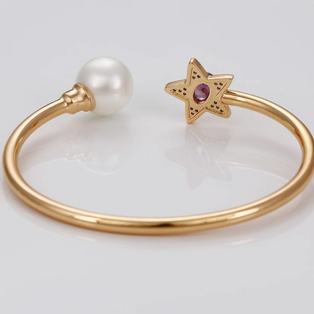Sapphire Amethyst Ruby Star 18k Gold Plated Open Bangle - Picture 10 of 11
